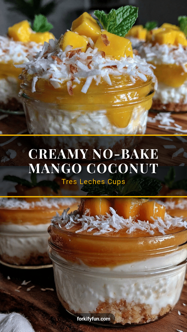no bake mango coconut tres leches cups recipe