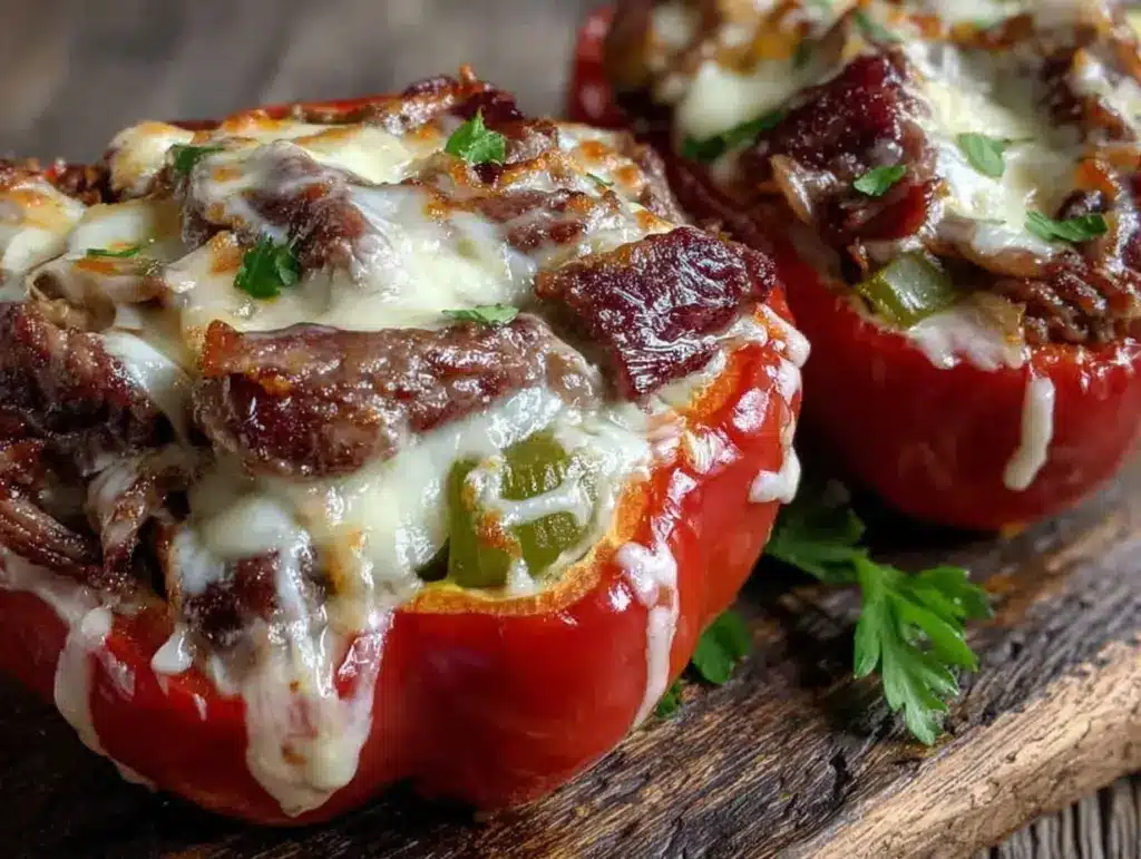 philly cheesesteak stuffed peppers - featured image