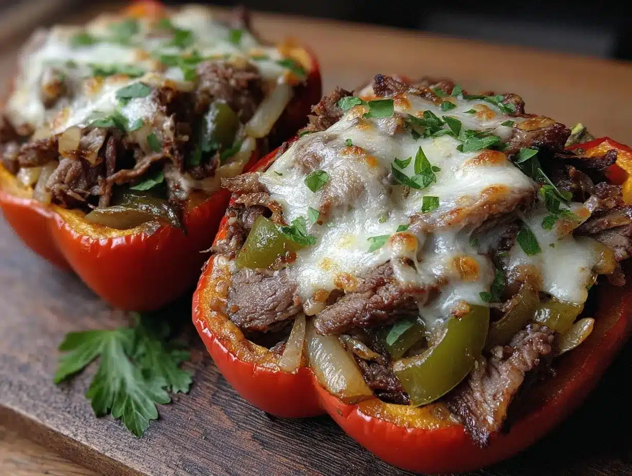 philly cheesesteak stuffed peppers preparation steps