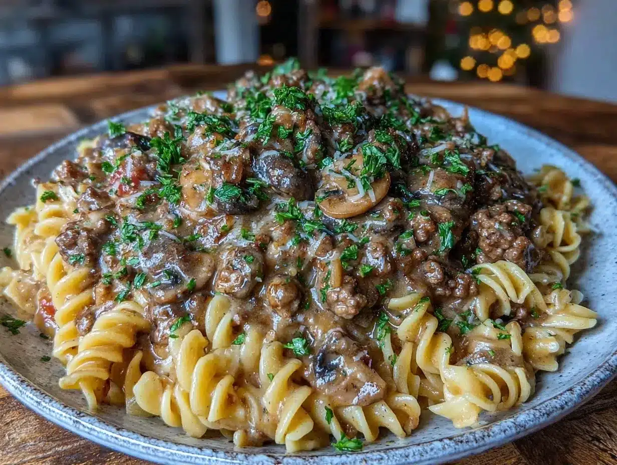 quick creamy hamburger stroganoff preparation steps