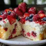 red white and blue poke cake - featured image