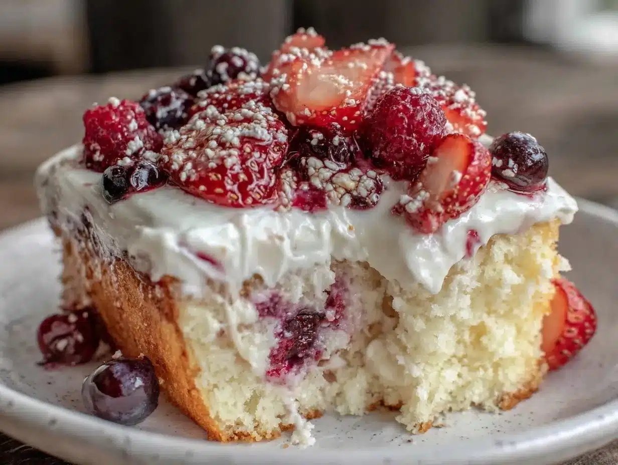 red white and blue poke cake preparation steps