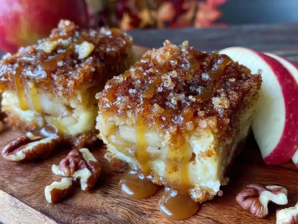 salted caramel apple crumble bars - featured image