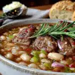 savory spicy italian sausage and white bean soup - featured image