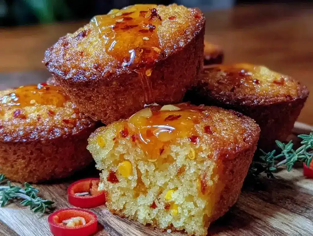 spicy honey butter cornbread muffins - featured image