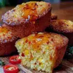 spicy honey butter cornbread muffins - featured image