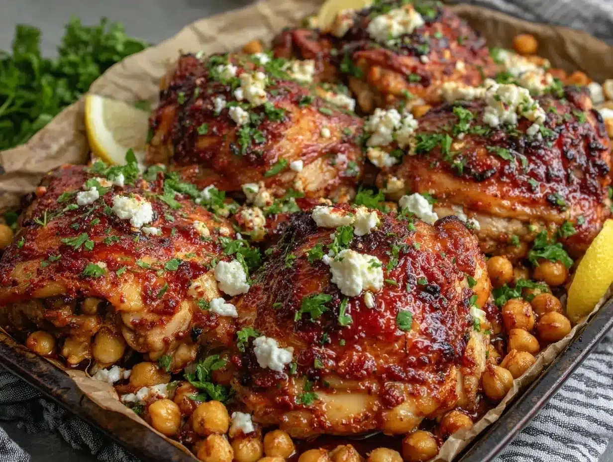 spicy sheet pan harissa chicken preparation steps