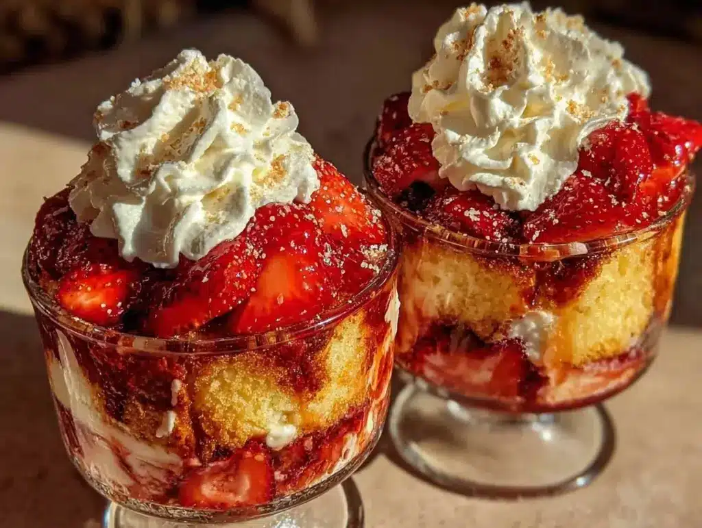 strawberry shortcake trifle cups - featured image