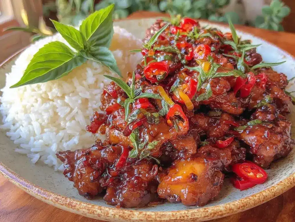thai basil chicken stir-fry - featured image