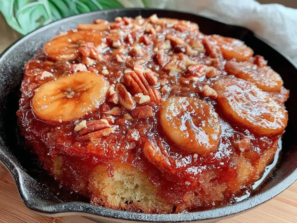 caramelized banana foster skillet cake - featured image