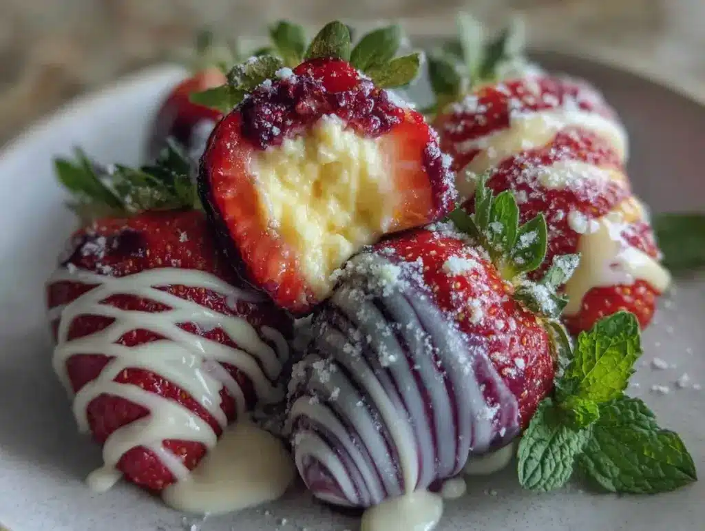 cheesecake stuffed strawberries - featured image