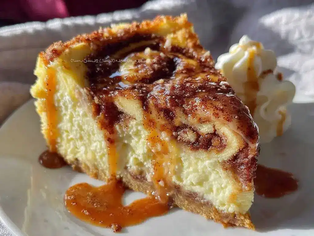 cinnamon roll cheesecake - featured image