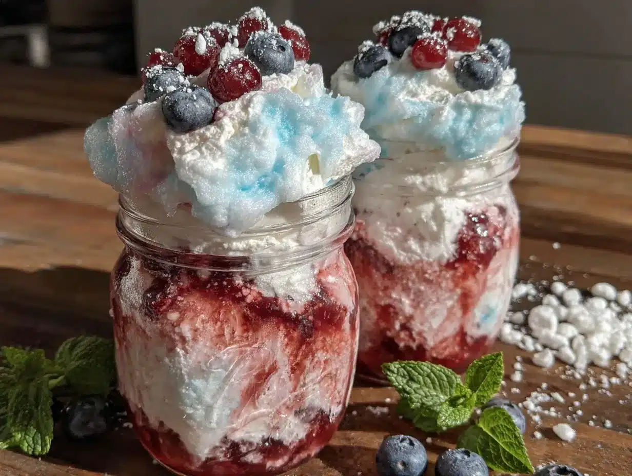 cotton candy cheesecake mousse jars preparation steps