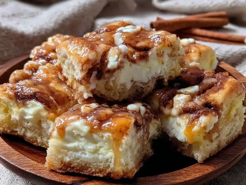 cozy cinnamon roll cream cheese swirl bars - featured image