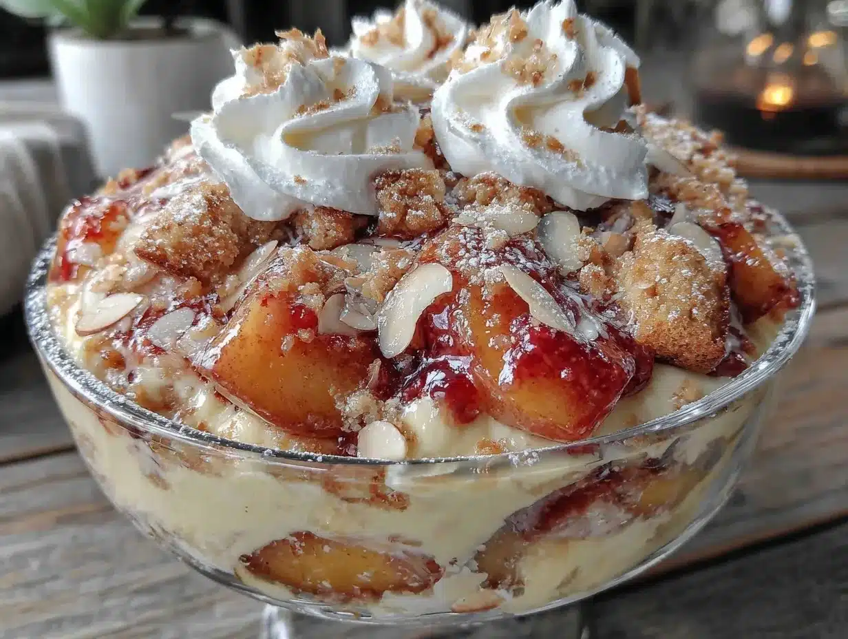 creamy peach melba trifle preparation steps