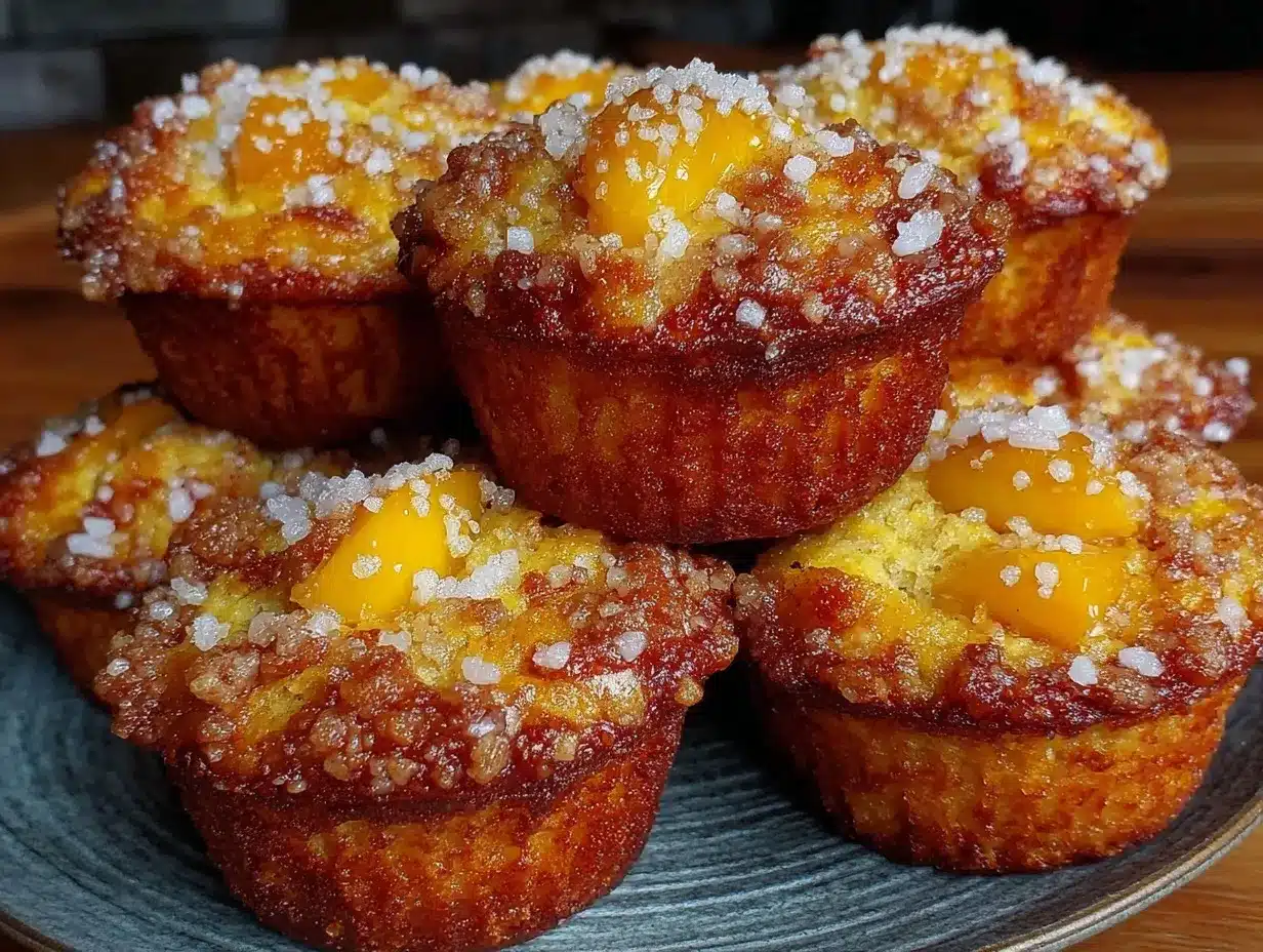 crispy brown butter fresh peach muffins preparation steps
