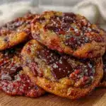 crispy triple chocolate chunk pecan cookies - featured image