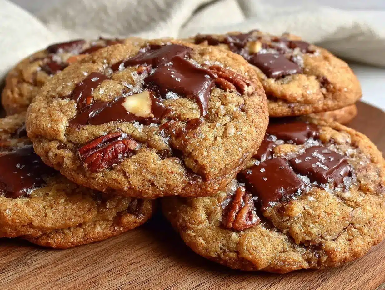 crispy triple chocolate chunk pecan cookies preparation steps