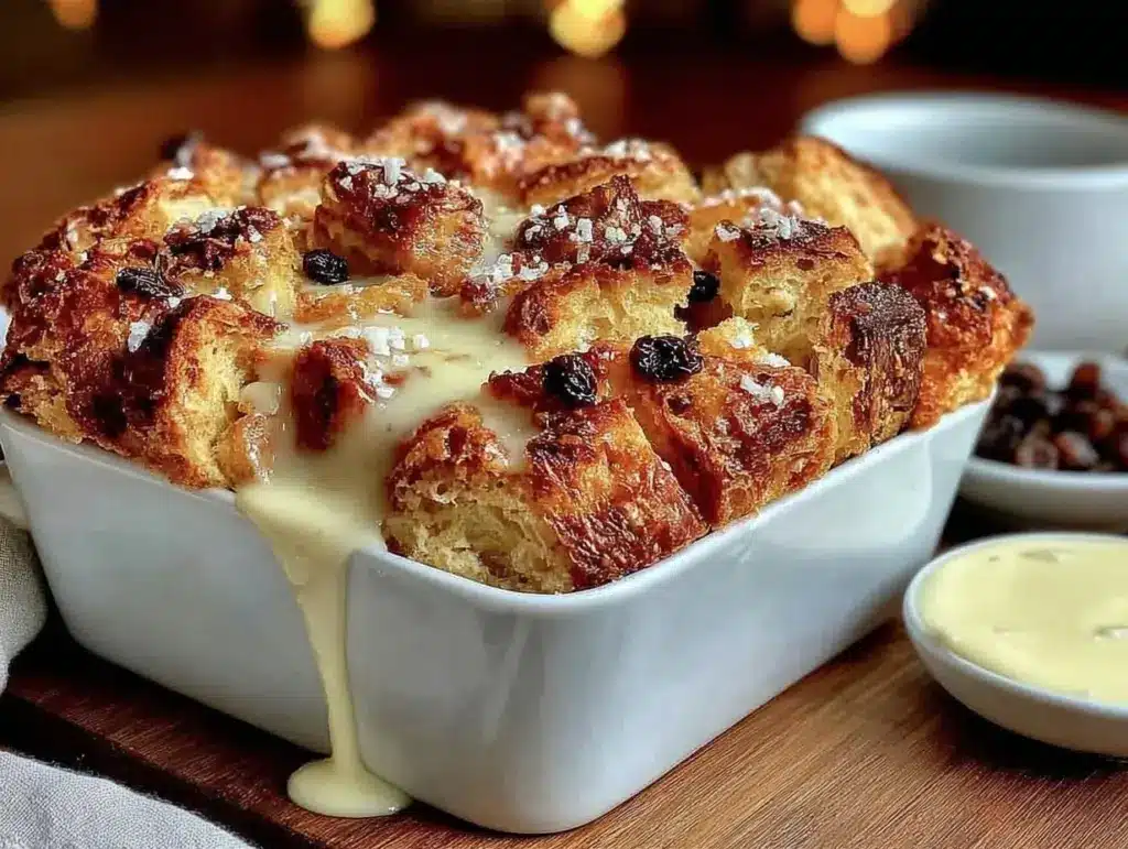 croissant bread pudding - featured image