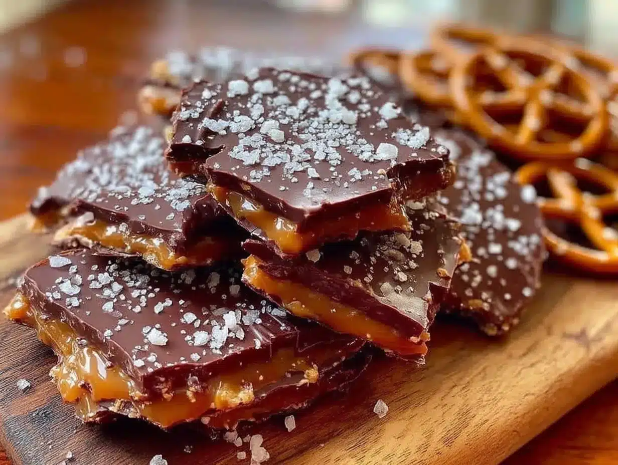 dark chocolate pretzel toffee bark preparation steps