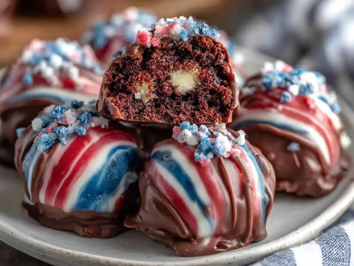 Festive Patriotic Oreo Truffles preparation steps