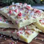 firecracker white chocolate peppermint bark - featured image
