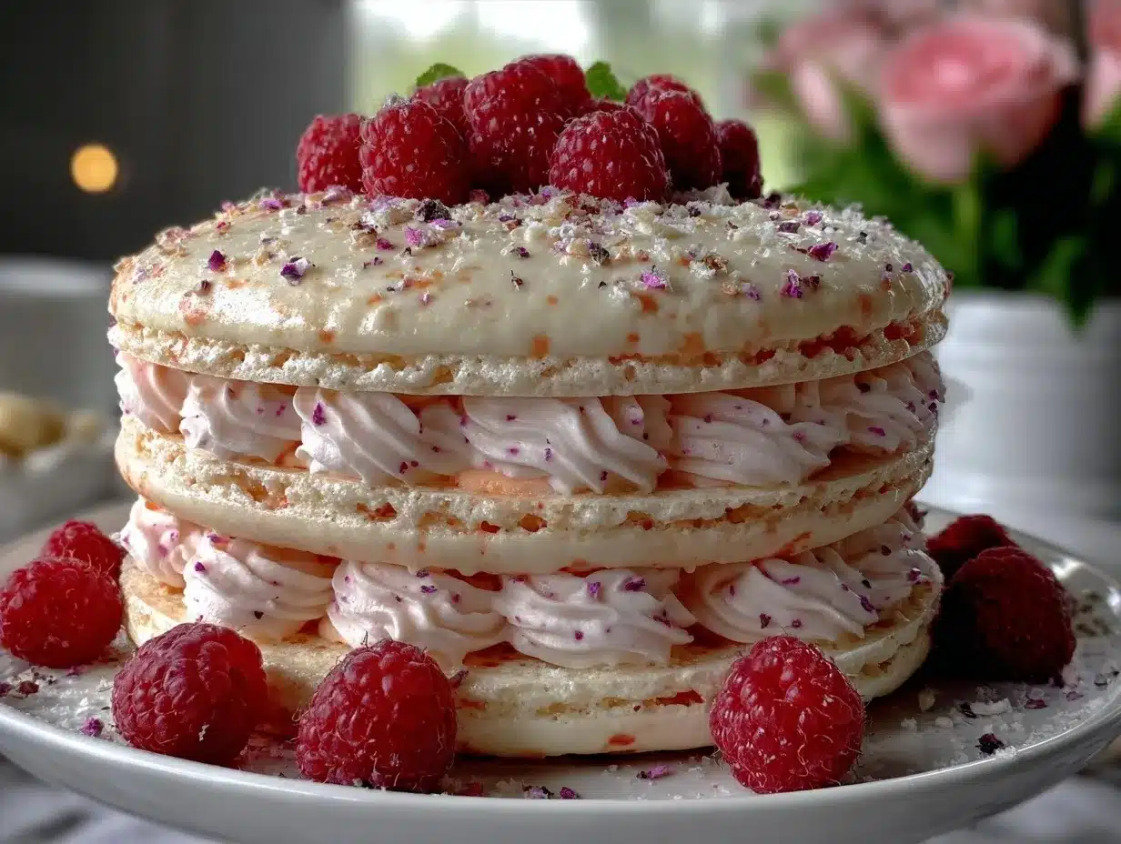 French macaron cake preparation steps