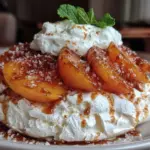 honey roasted nectarine pavlova - featured image