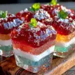 layered jello dessert shots - featured image