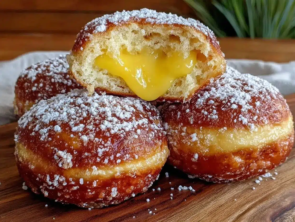 lemon curd filled brioche donuts preparation steps