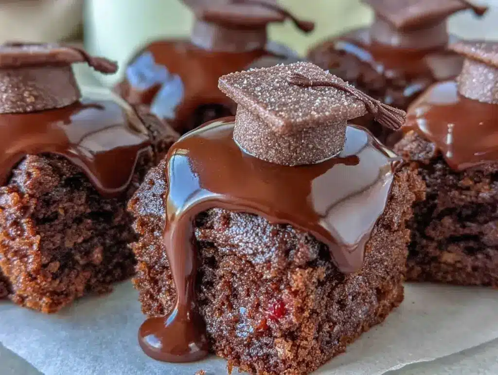 mini mortarboard brownie bites - featured image