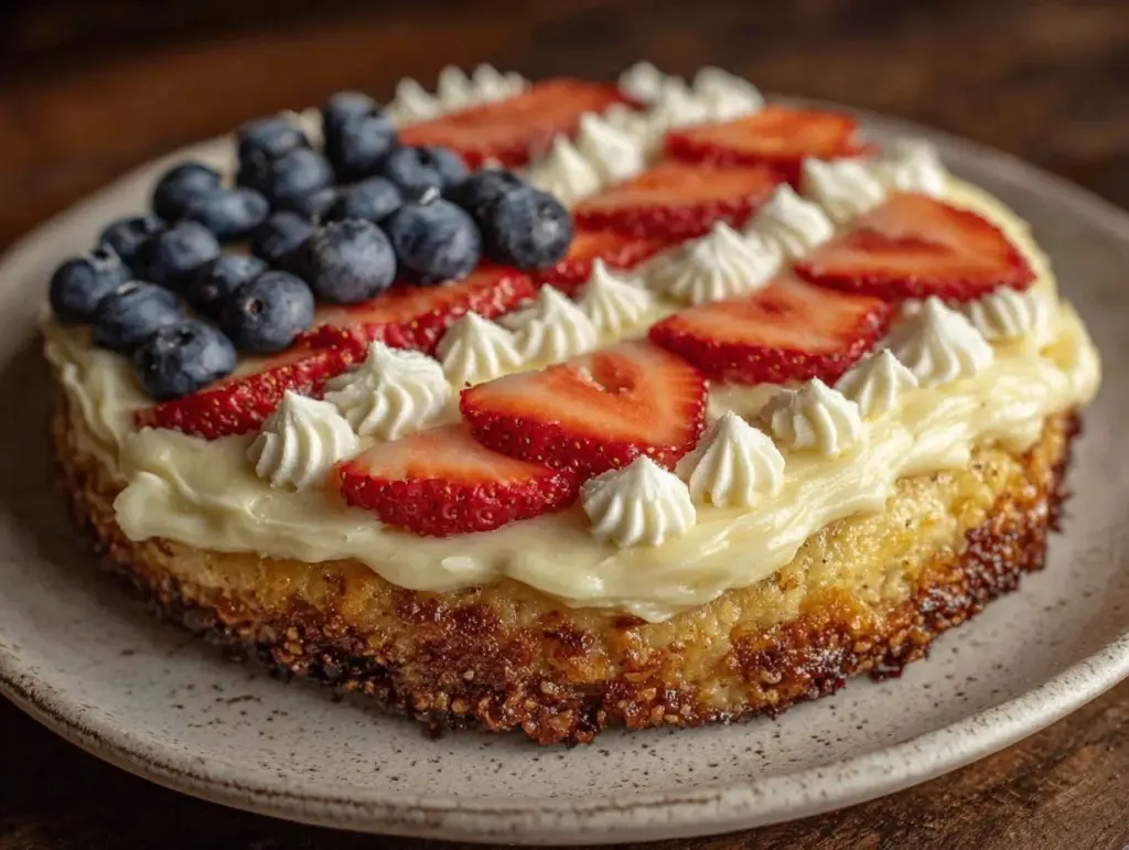 no bake American flag cookie cake - featured image