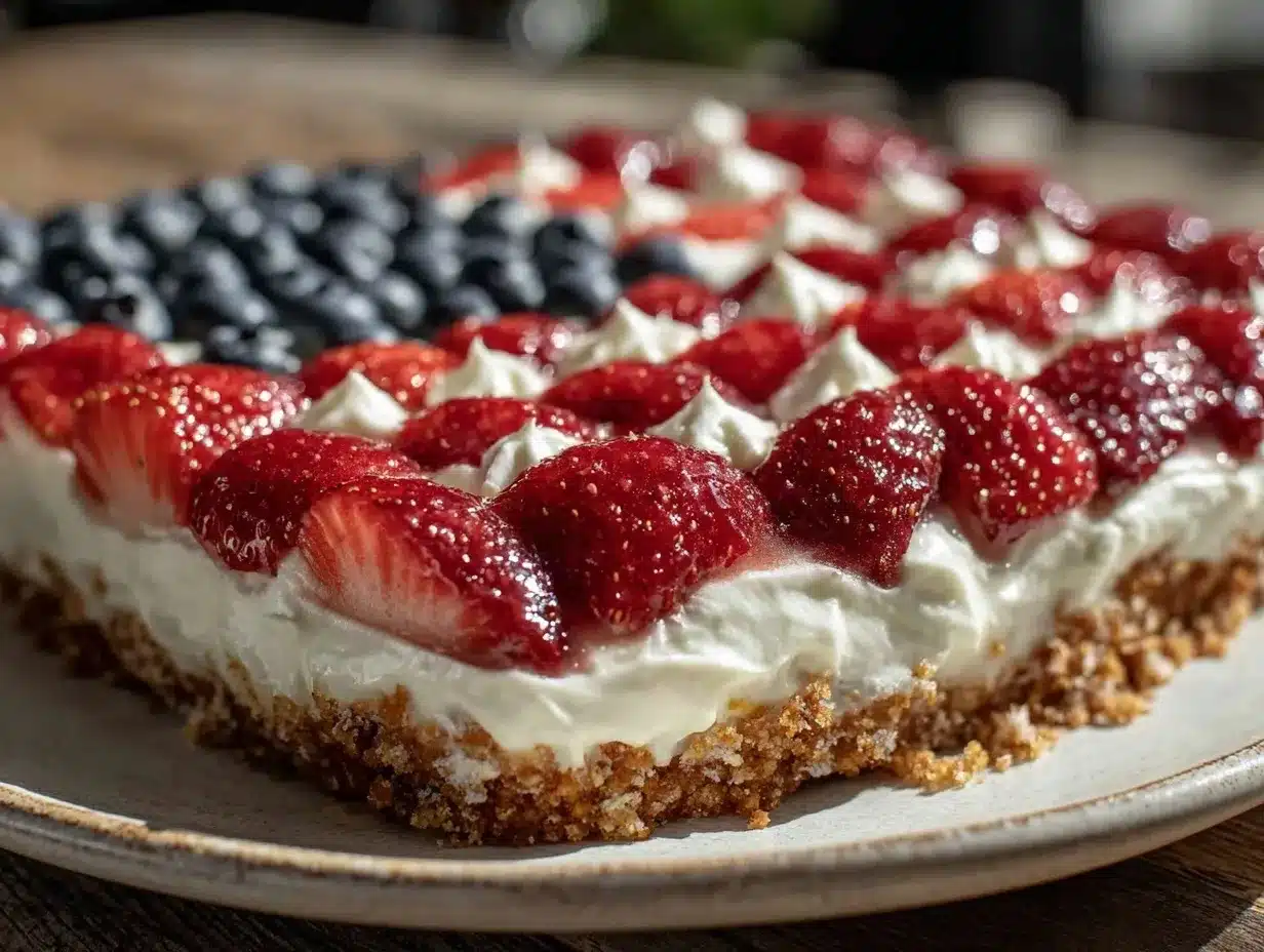 no bake American flag cookie cake preparation steps