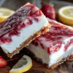 no bake frozen patriotic strawberry lemonade bars - featured image