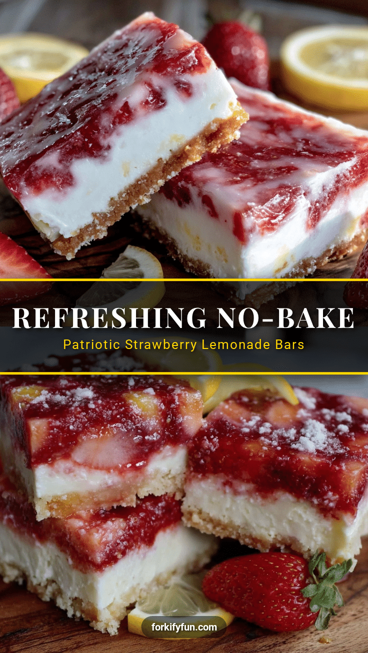 no bake frozen patriotic strawberry lemonade bars recipe