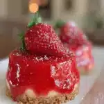 no bake strawberry cheesecake dome - featured image