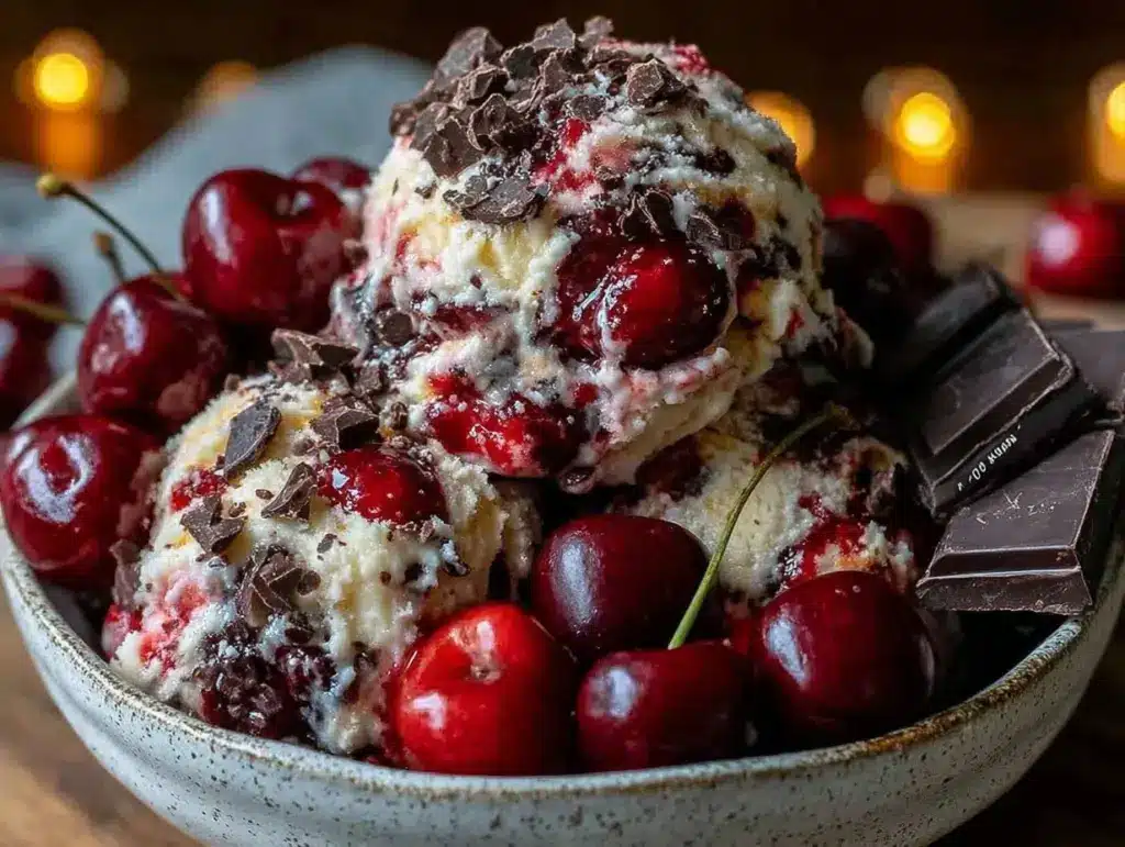 no-churn fresh cherry garcia ice cream - featured image