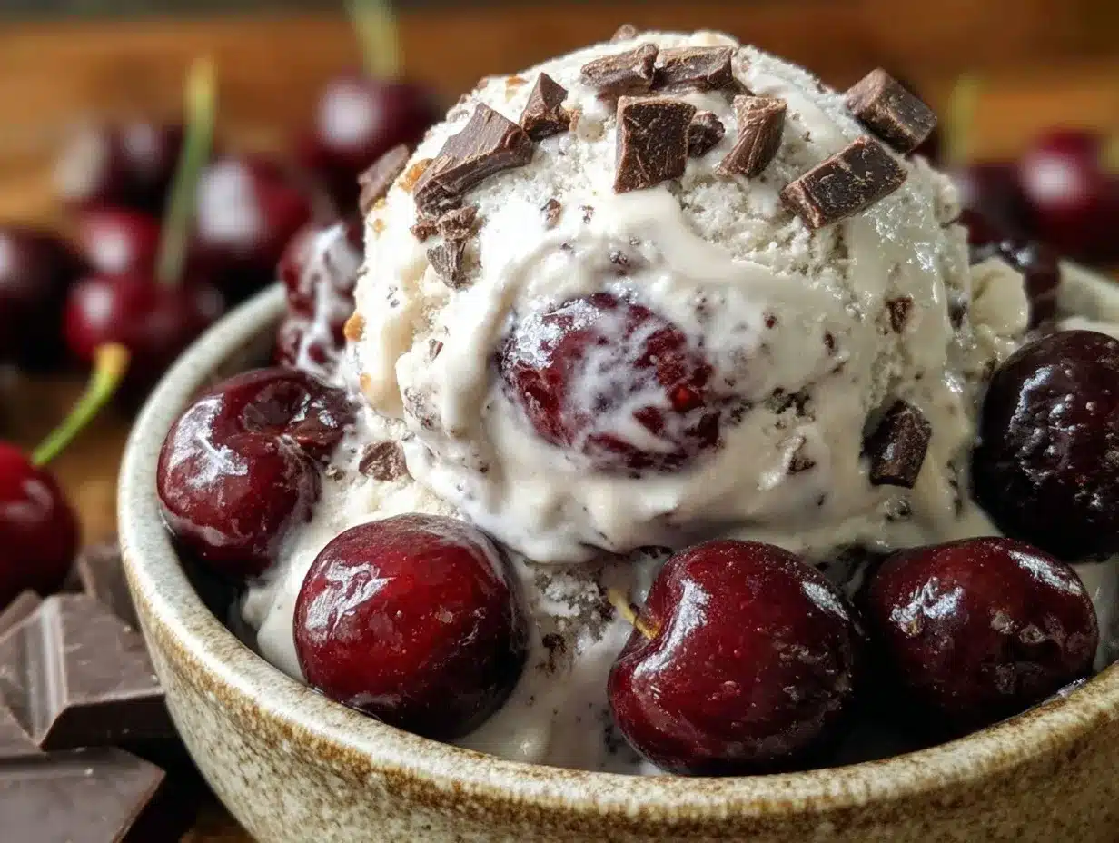no-churn fresh cherry garcia ice cream preparation steps