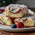 patriotic pinwheel sugar cookie bars - featured image