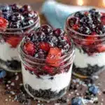 red white and blue dirt cup dessert jars - featured image