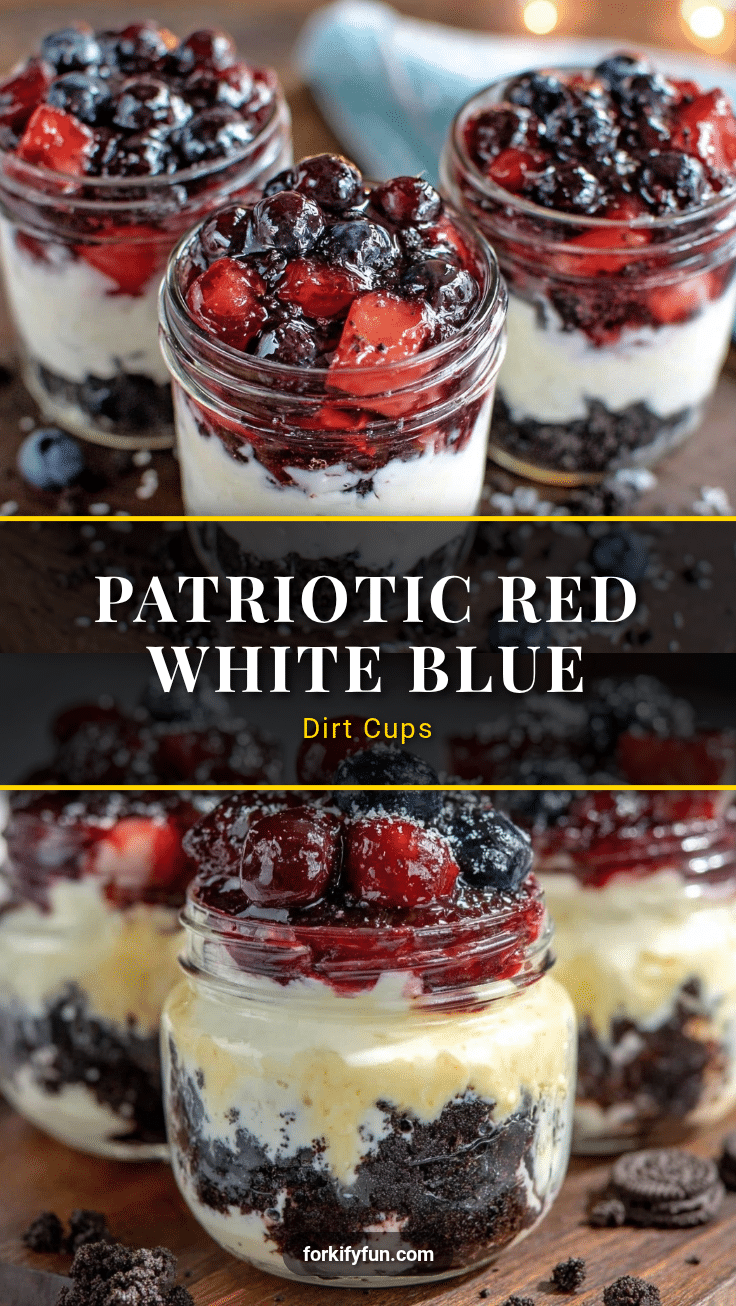 red white and blue dirt cup dessert jars recipe