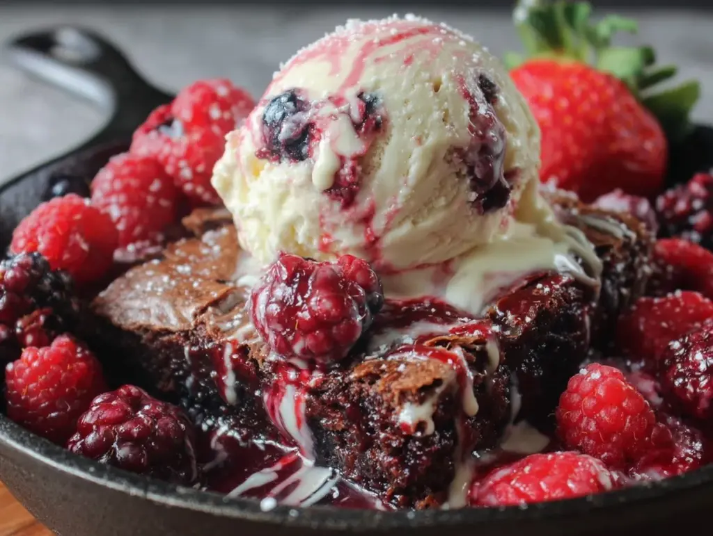 red white and blue skillet brownie - featured image