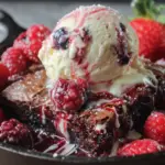red white and blue skillet brownie - featured image