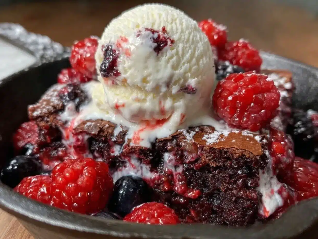 red white and blue skillet brownie preparation steps