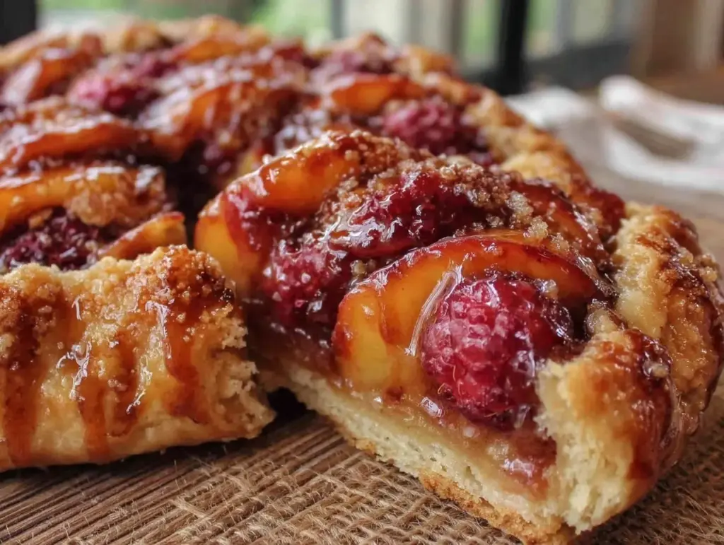 rustic raspberry peach galette - featured image