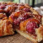 rustic raspberry peach galette - featured image