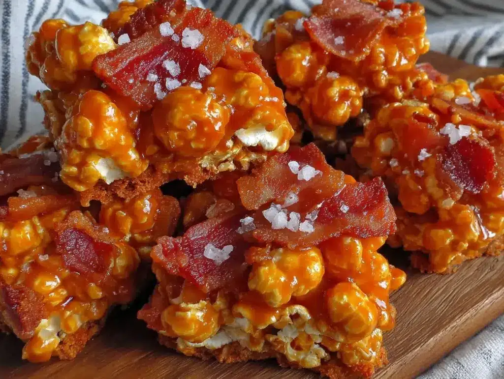 salted bacon caramel popcorn clusters - featured image