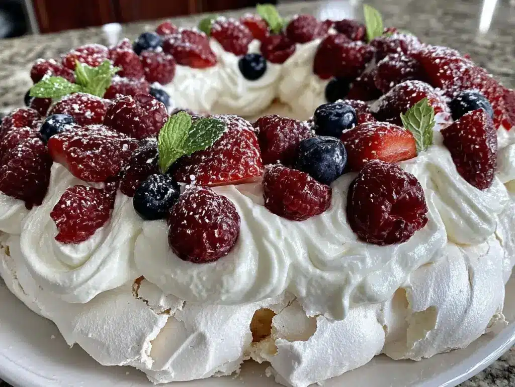 Stars and Stripes Pavlova Wreath - featured image