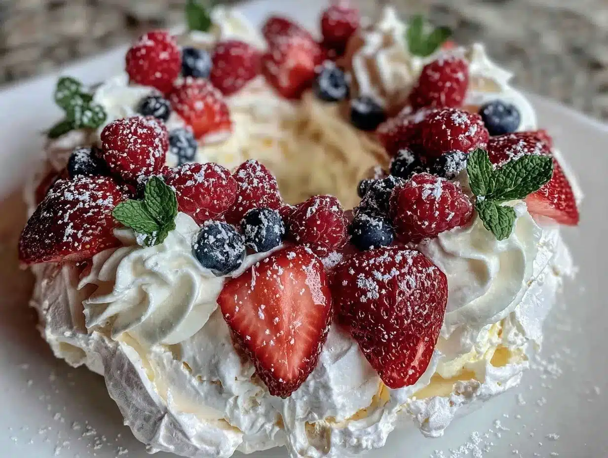 Stars and Stripes Pavlova Wreath preparation steps