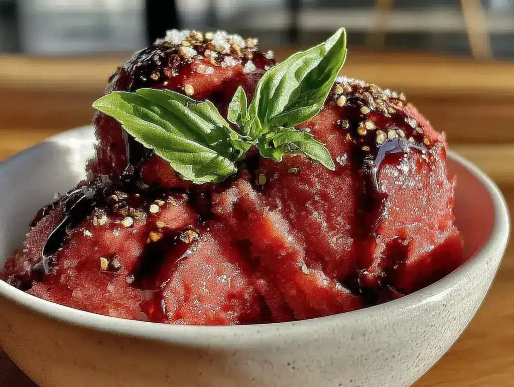 strawberry basil sorbet - featured image